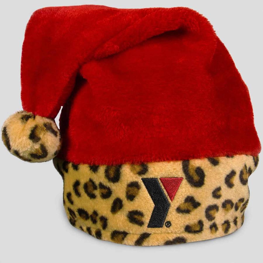 Custom Embroidered Logo on Leopard Print Santa Hats