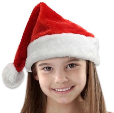 Children's Embroidered Plush Red Santa Hats