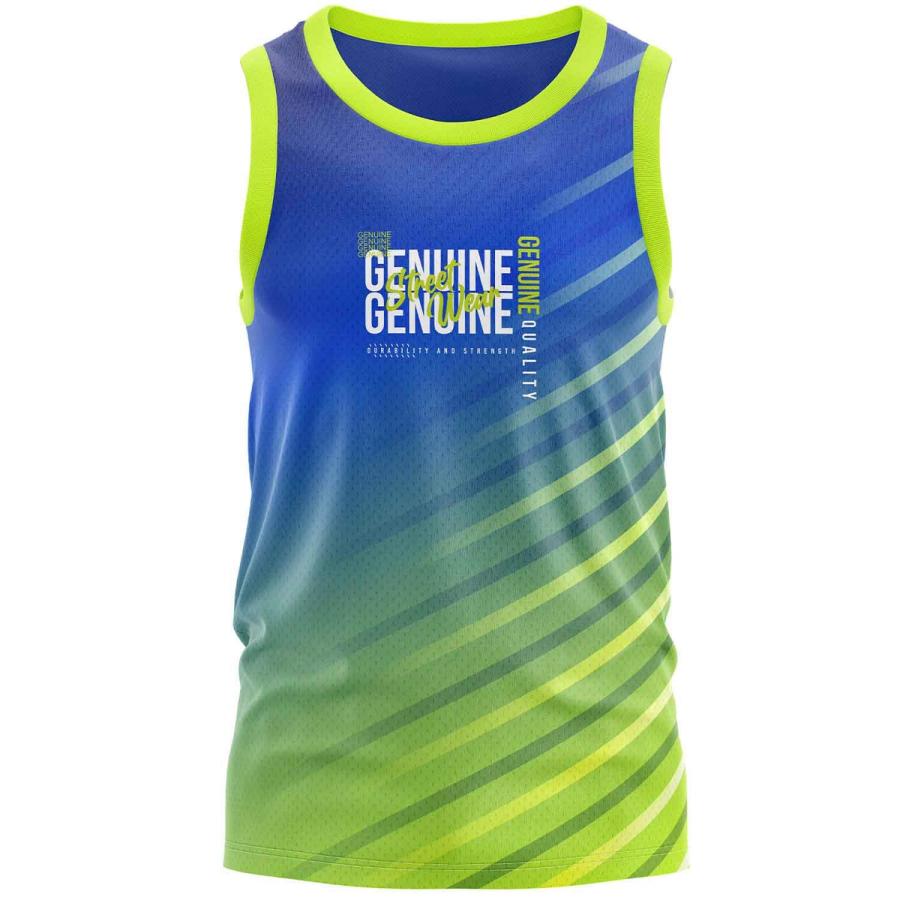 Custom men's moisture-wicking athletic tank top with all-over printing