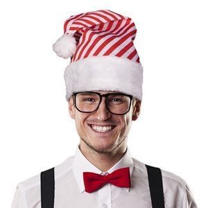 embroidered candy cane striped Santa hats