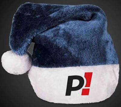 Custom Embroidered Plush Blue Santa Hats