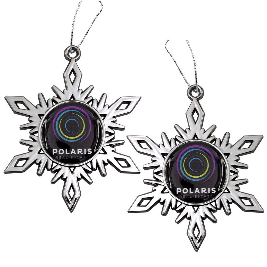 Nickel Snowflake Custom Christmas Ornaments - Printed Both Sides
