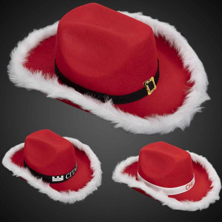 Bulk Printed Santa Cowboy Hats