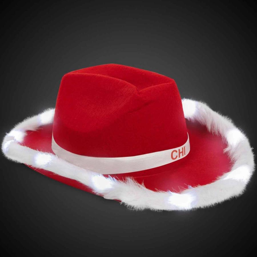 Red Santa Claus Cowboy Hats with LEDs