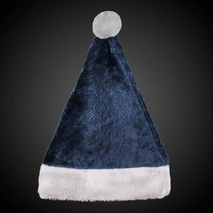 Promotional Blue Santa Hats with Embroidered Custom Logo