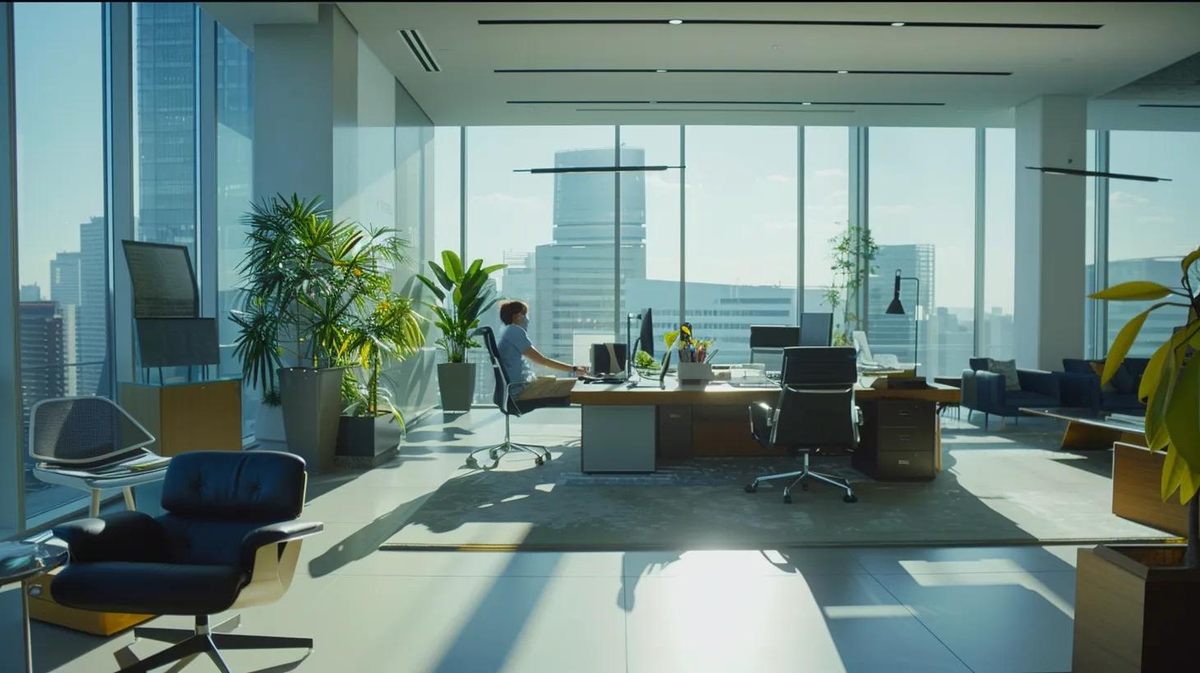 a dynamic office environment showcases professionals engaging with customized promotional products, highlighting the impact of economic influences on pricing strategies in everyday business interactions.