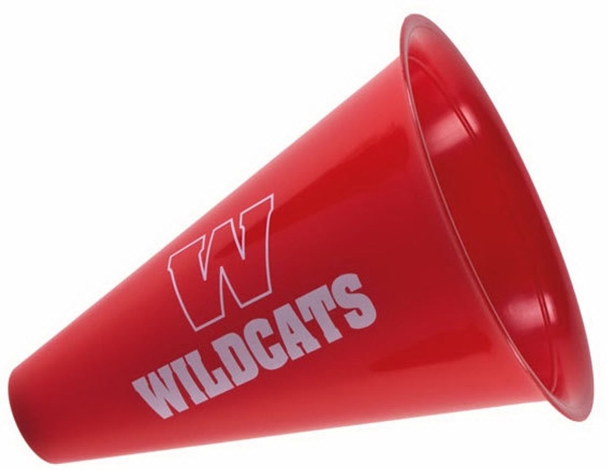 Plastic Cheerleading Megaphones printed with your mascot