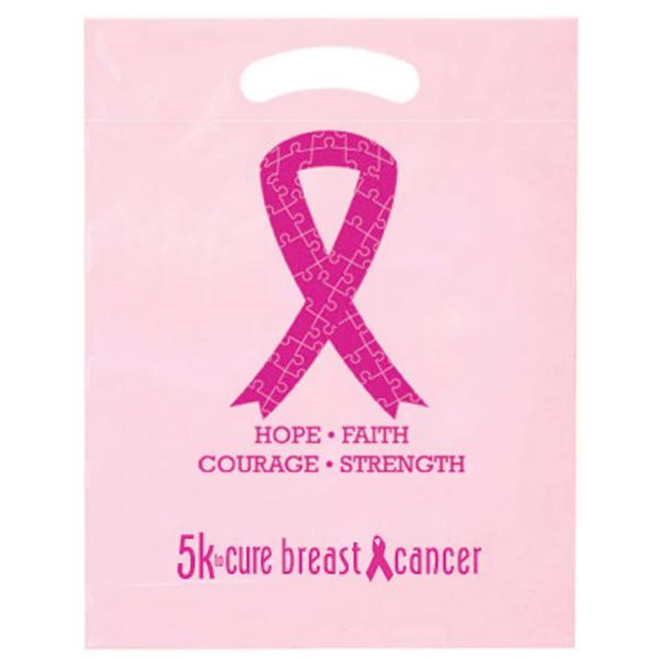 Breast Cancer Awareness Die-Cut Handle Plastic Bags