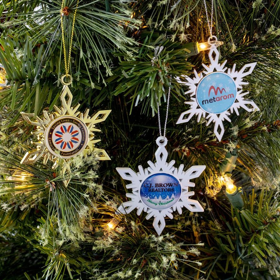 White Snowflake Custom Christmas Ornaments