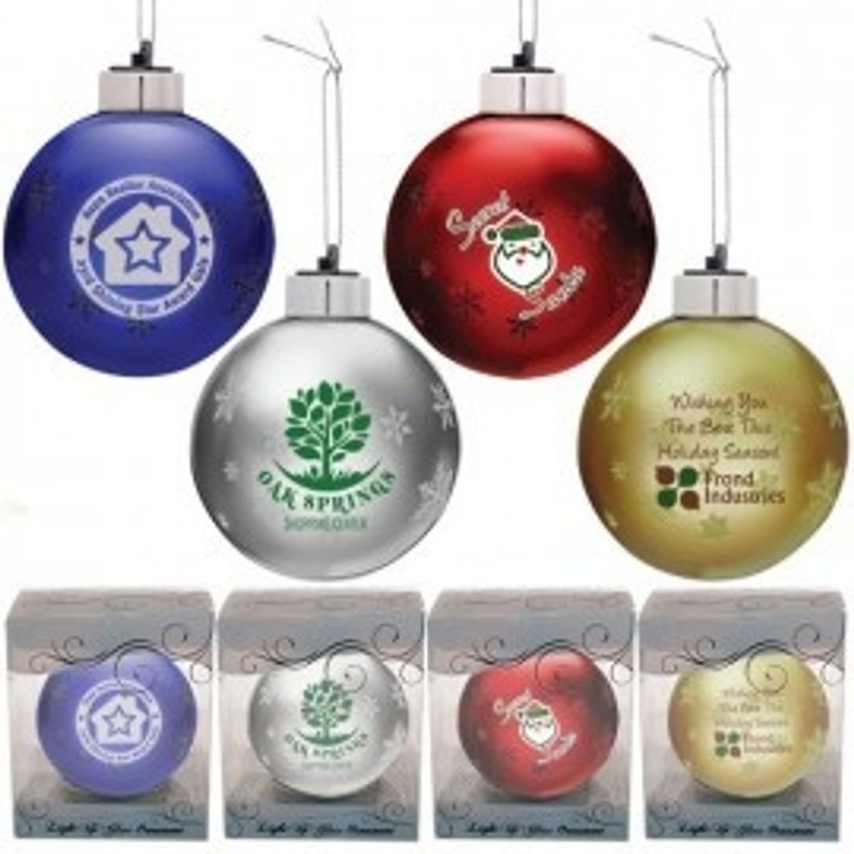 Light-Up Glass Custom Christmas Ornaments