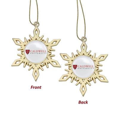 Gold Snowflake Custom Christmas Ornaments - Printed on Both Sides