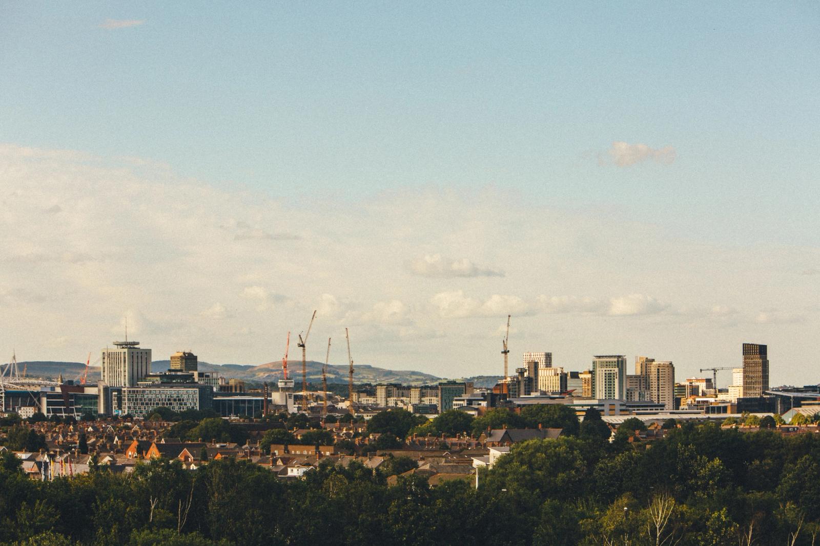 Cardiff city skyline and Cardiff Bay representing South Wales business community