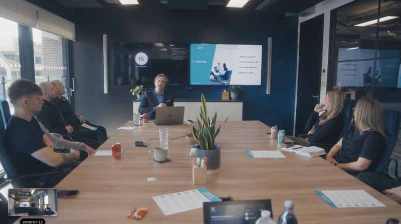 Inflection Point MD presenting a one-year growth plan to the team in the boardroom