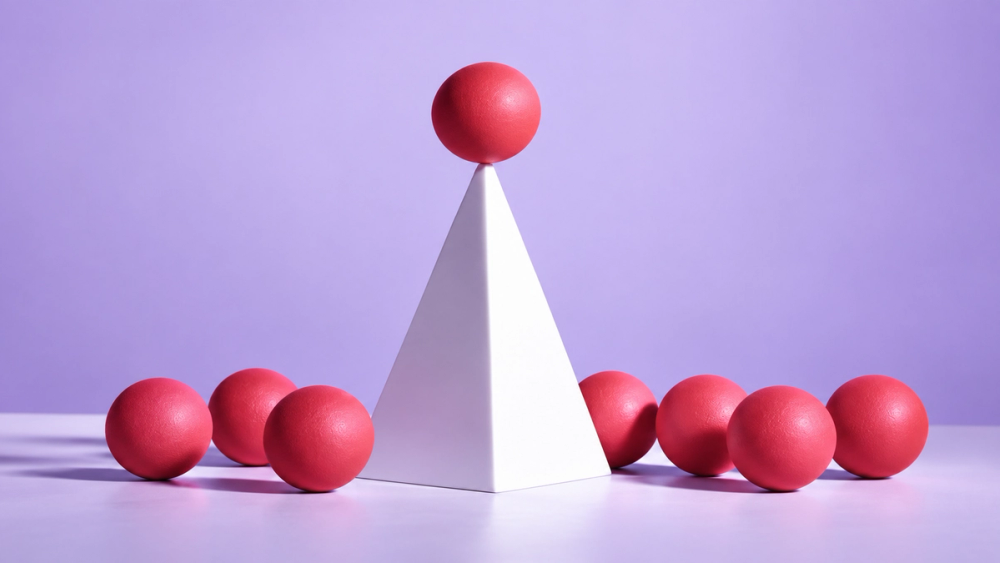 A triangle with a round ball at the top peak