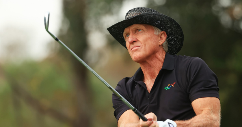 Greg Norman playing golf during a tournament