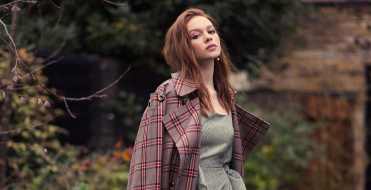 Portrait of rising British actress Sadie Soverall during an independent film press event.