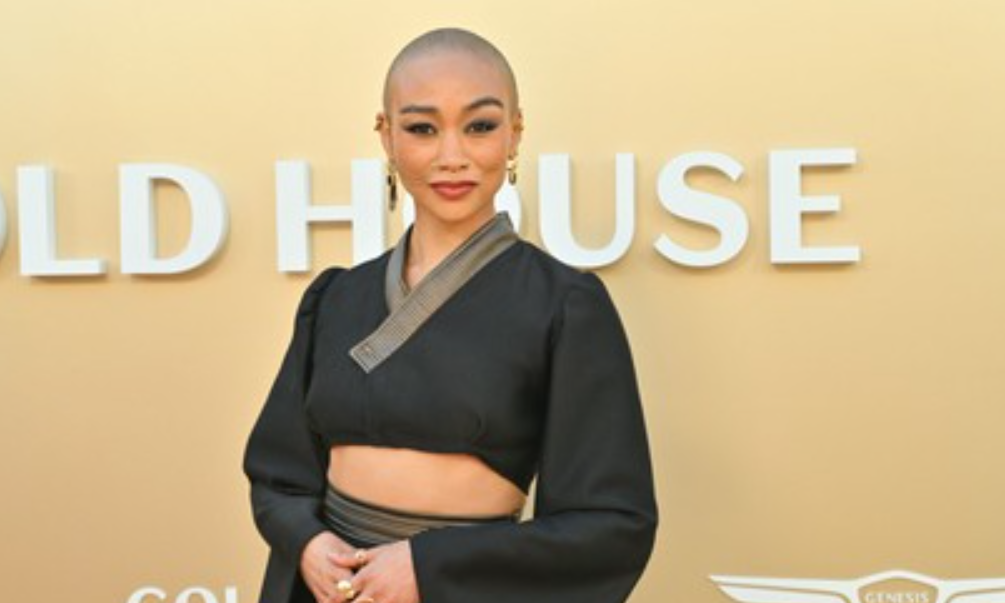 Tati Gabrielle action secrets showing the actress in a strong action pose during a movie scene