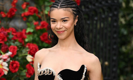 Portrait of India Amarteifio during a professional press event for her latest television role.