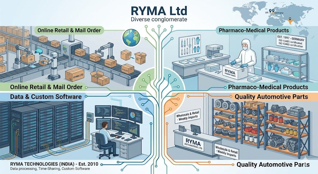 Simple business office concept showing teamwork in a company like RYMA Ltd working environment