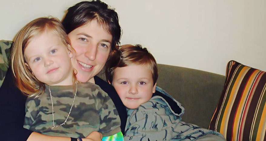 Miles Roosevelt Bialik Stone pictured with his mother Mayim Bialik during his younger years.