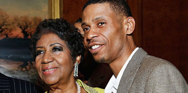 Kecalf Cunningham attending a memorial tribute to honor his mother, Aretha Franklin.