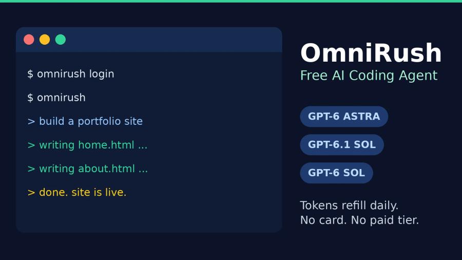 OmniRush Setup Guide: Free AI Tokens and Your Own AI Coding Agent, A to Z