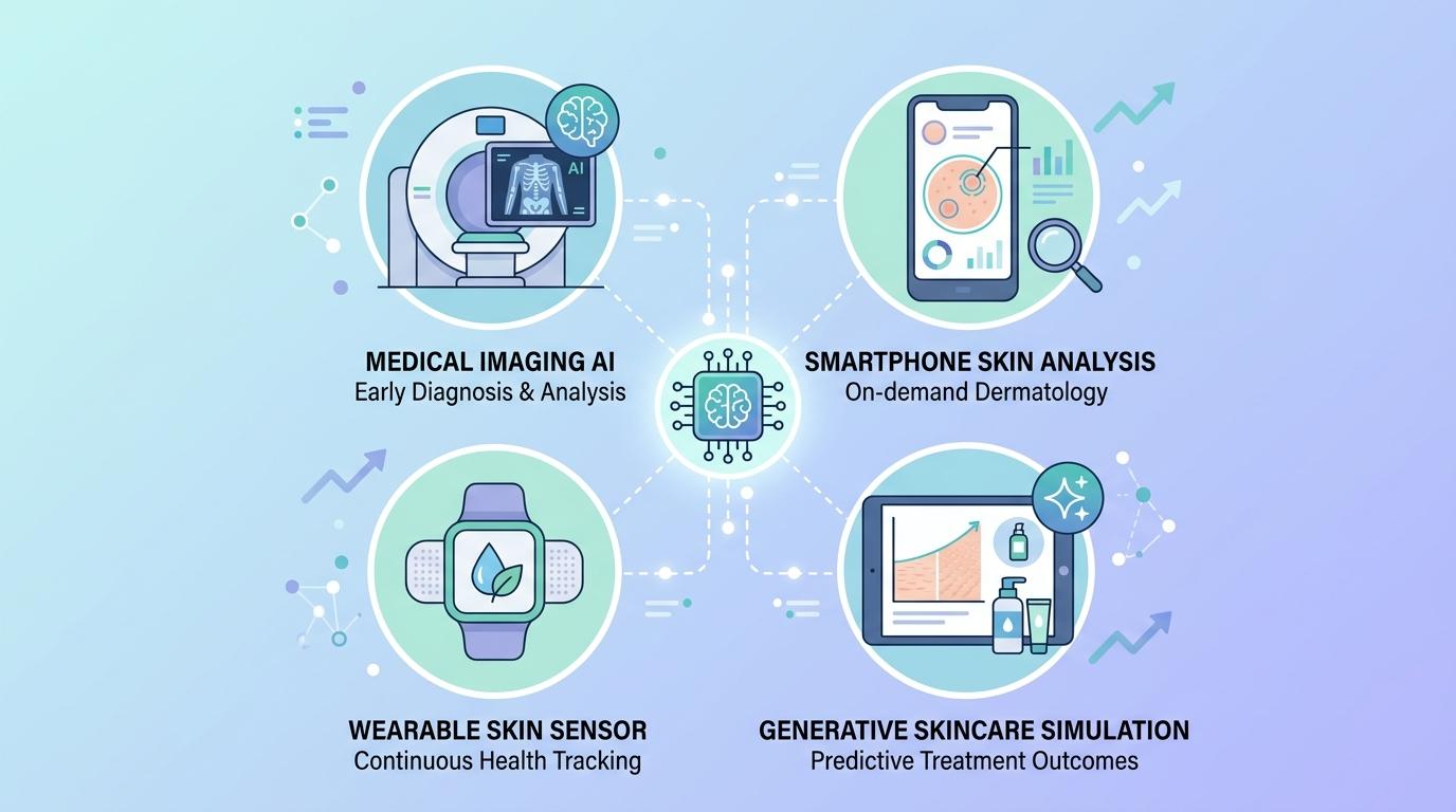 AI driven skincare solutions and healthcare diagnostic tools including medical imaging, skin analysis and wearable sensors