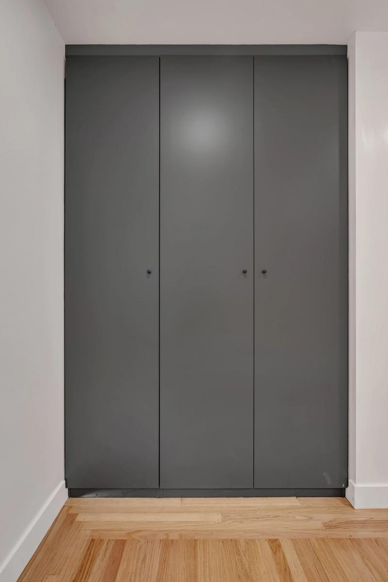 Walk-in closet, full height custom shelving and organization