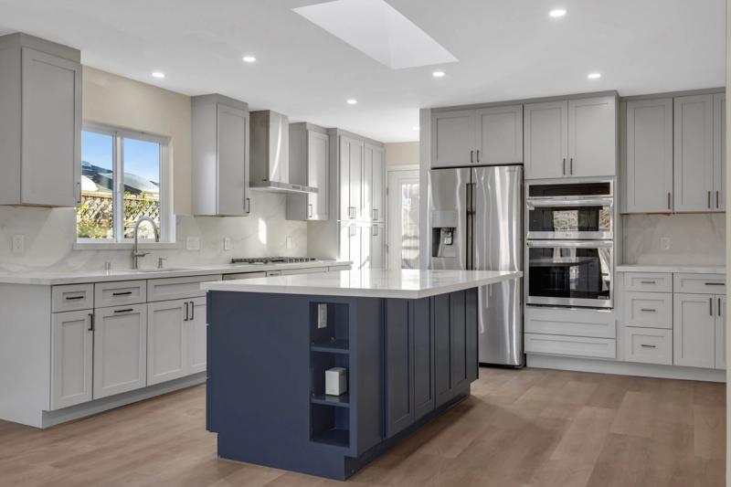 2065 Fiesta Ct, completed kitchen renovation with navy island and skylight
