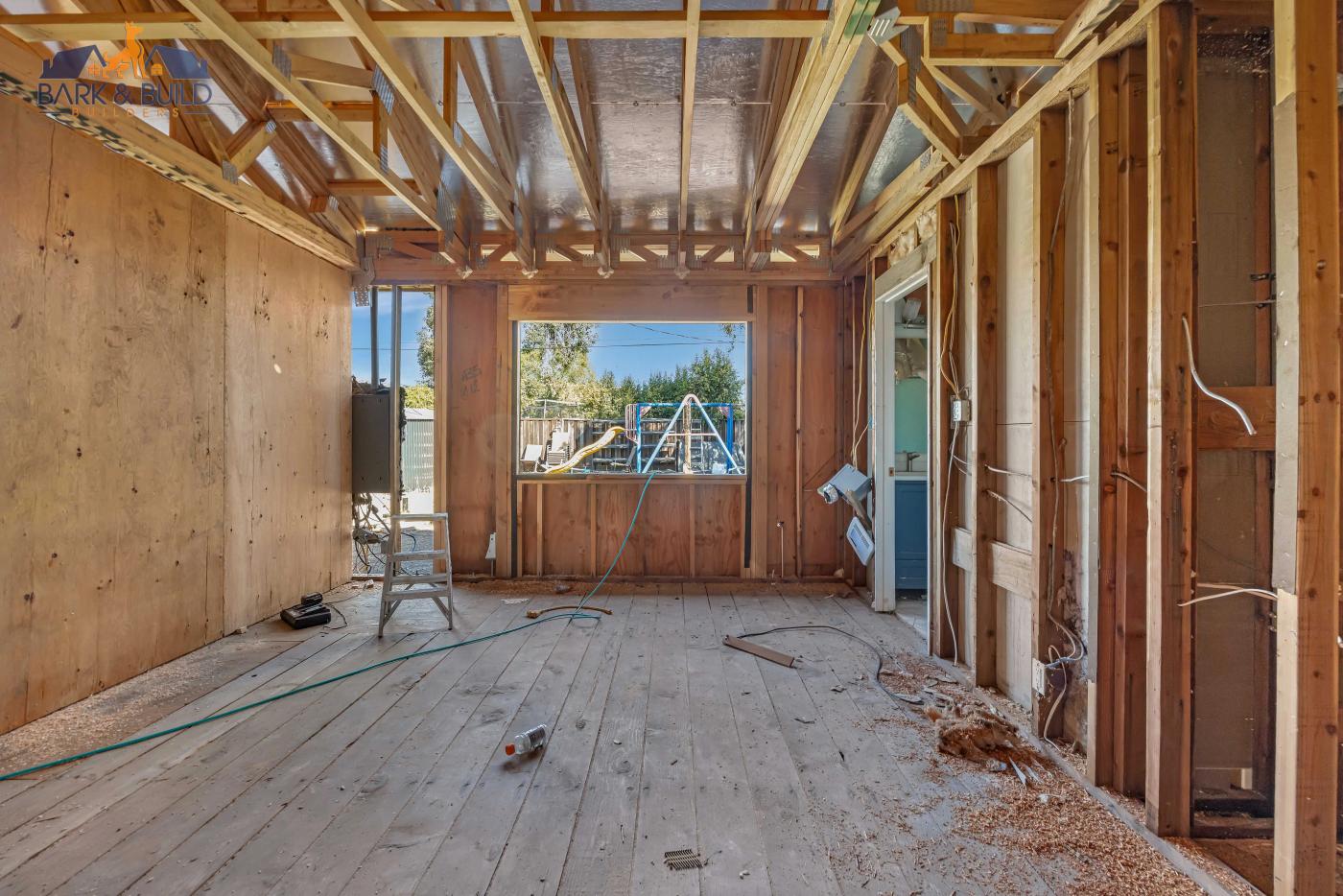Junior ADU interior conversion in progress — Bark and Build Builders, San Mateo County