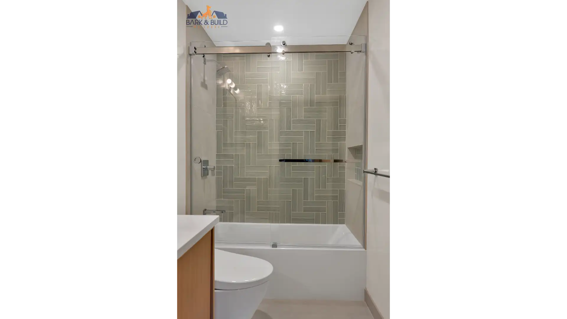 Completed luxury bathroom remodel — custom finishes and spa-inspired design in San Mateo County