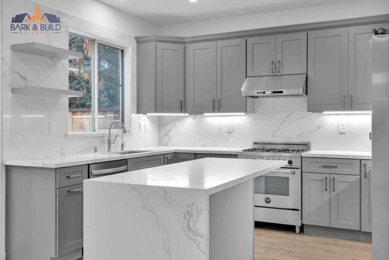 Completed outdoor kitchen and entertainment area in San Mateo County