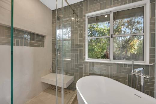 Three-bathroom remodel detail