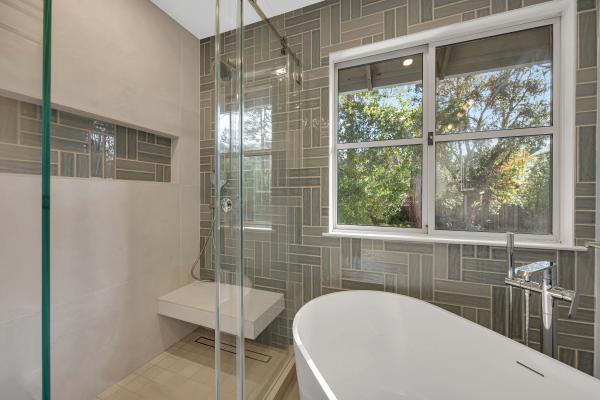 Three-bathroom remodel detail