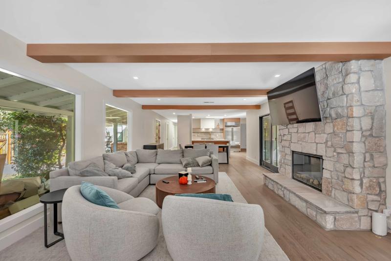 Interior, open-plan living and architectural elements