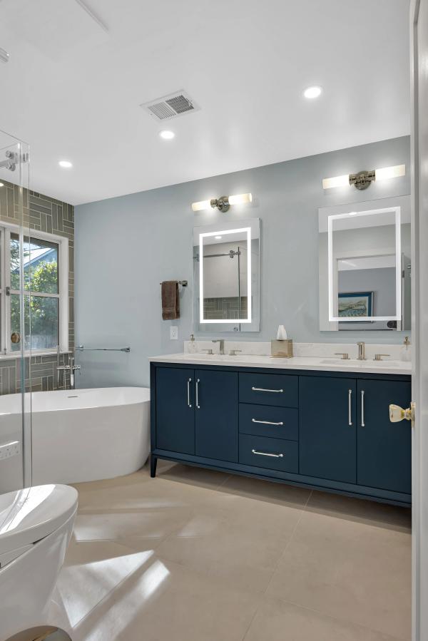 Three-bathroom remodel detail