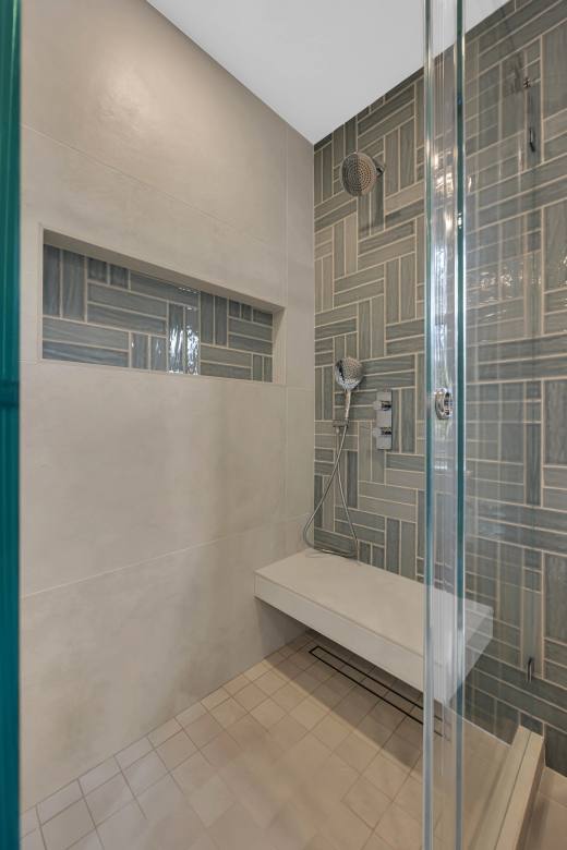 Three-bathroom remodel detail