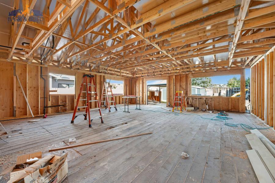 JADU partition wall framing — Bark and Build Builders interior conversion