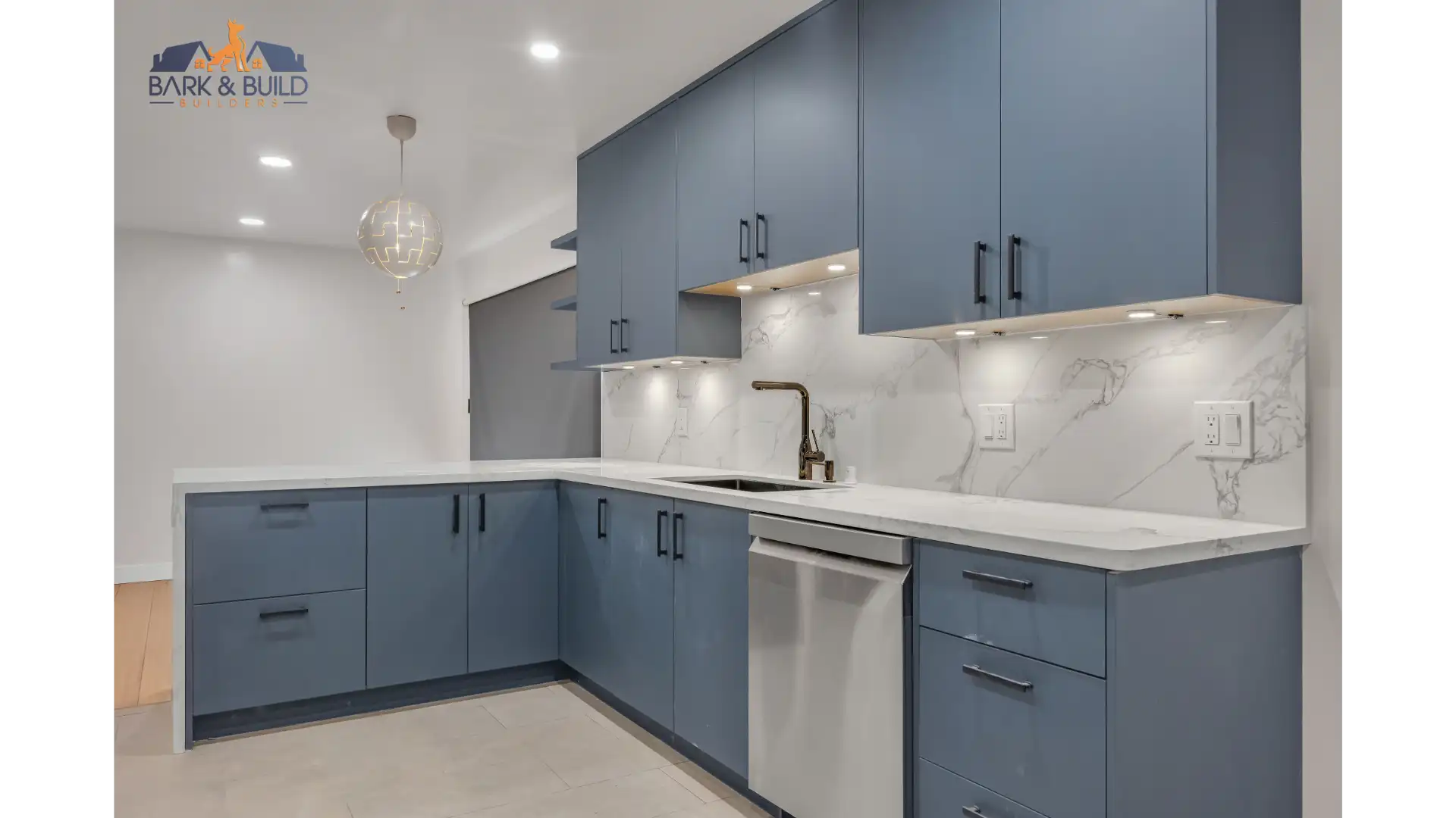 Custom soft-close cabinetry with solid hardwood construction