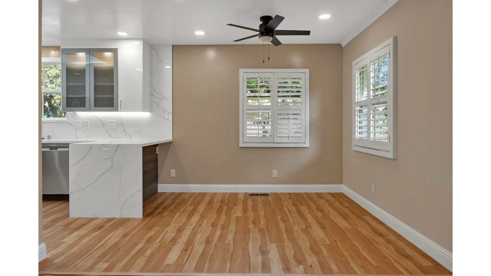 Custom kitchen layout — island with prep zone and continuous sightlines