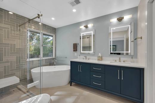 Three-bathroom remodel detail