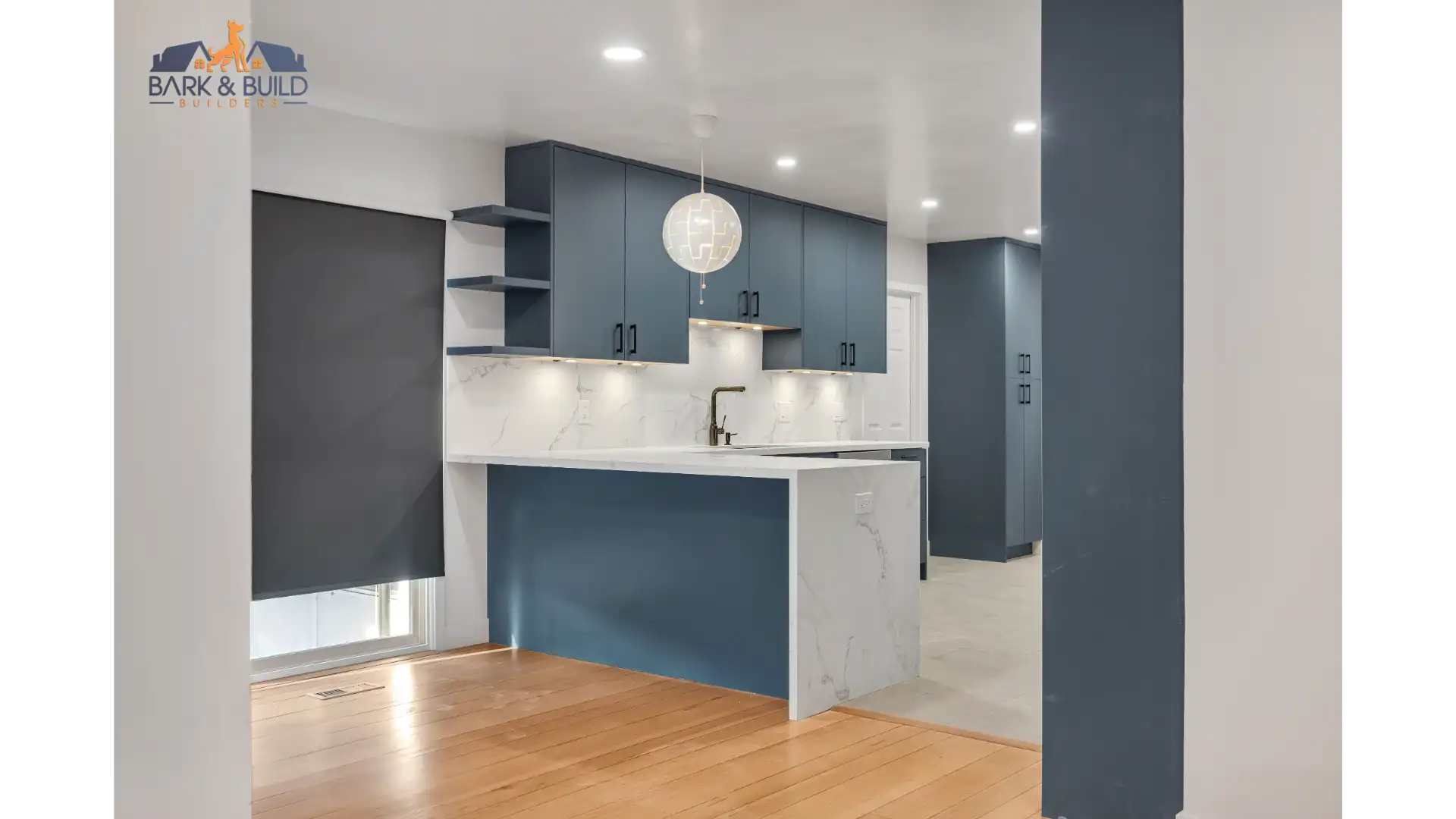 Open concept kitchen design — Peninsula home with optimized work triangle