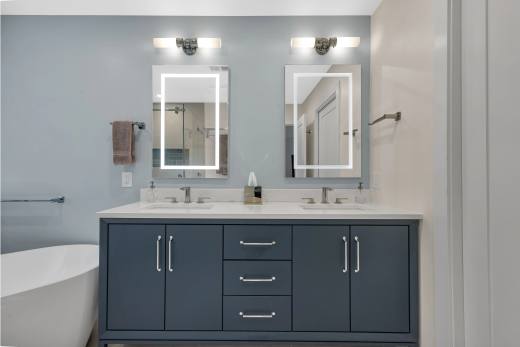 Three-bathroom remodel detail