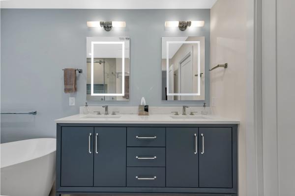 Three-bathroom remodel detail