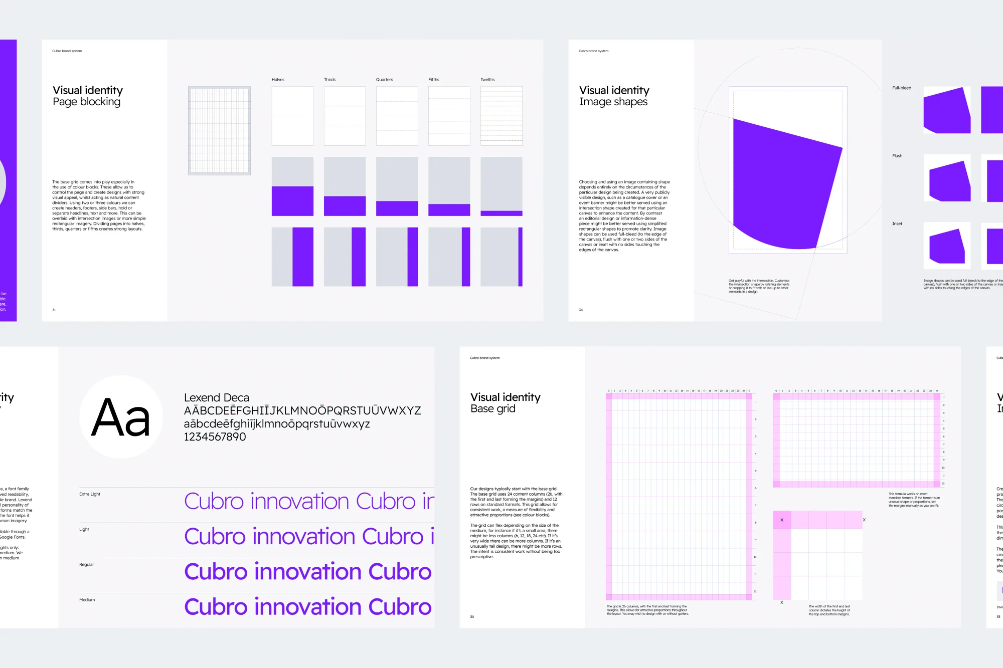 Sections of the brand guidelines.