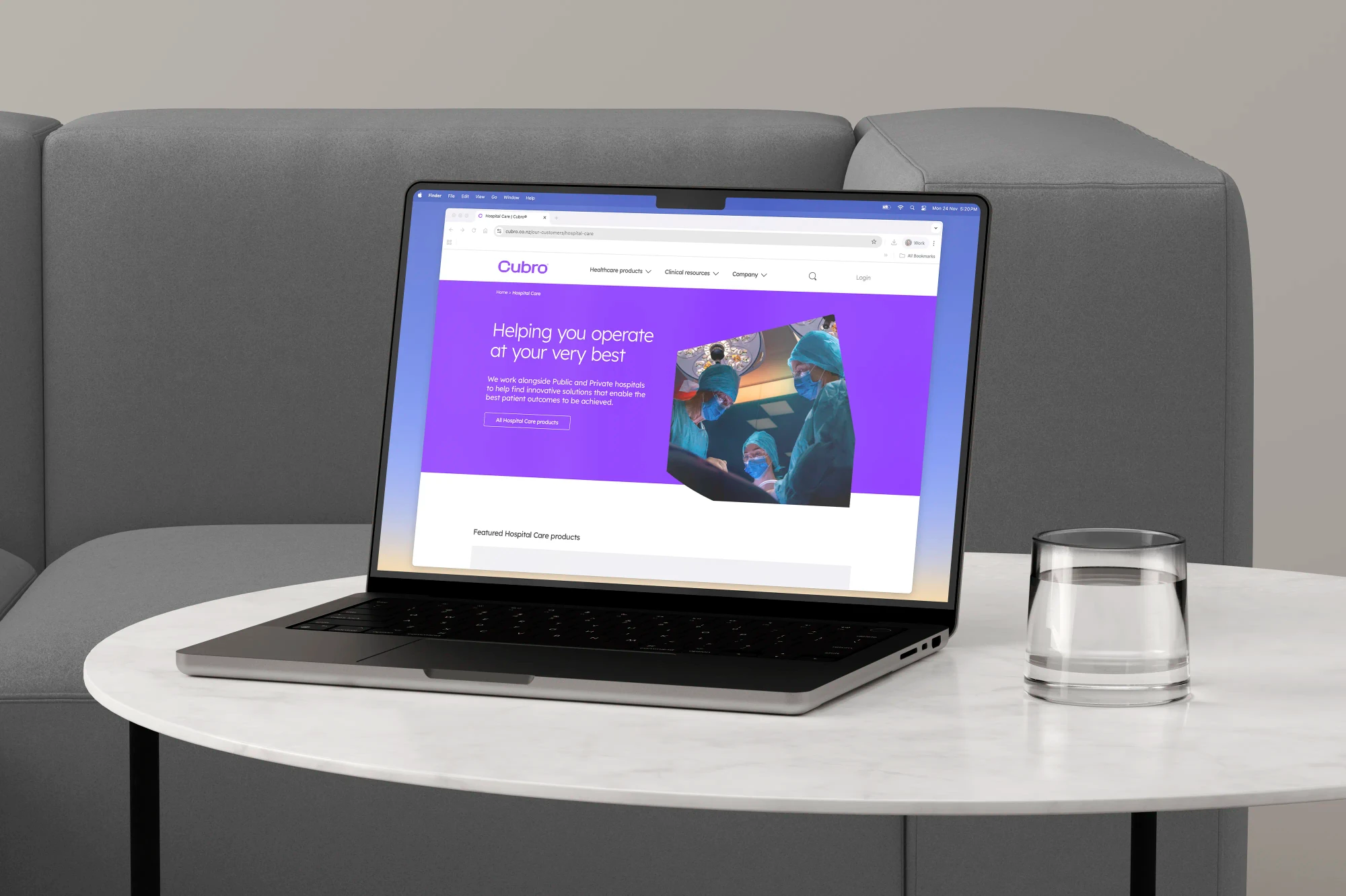 Cubro's website open on a laptop at Cubro's office.