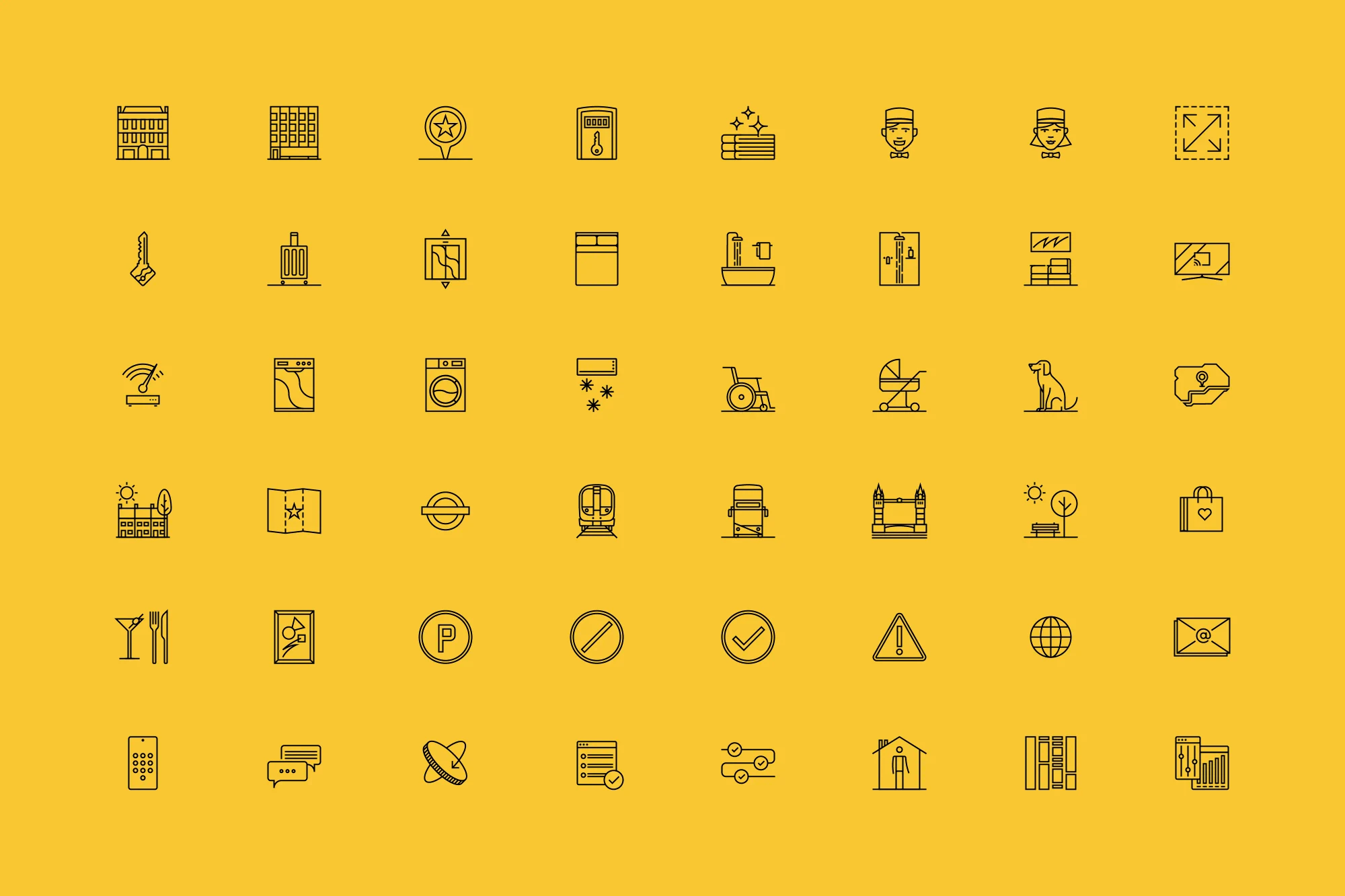 A grid of bespoke Be London Icons.