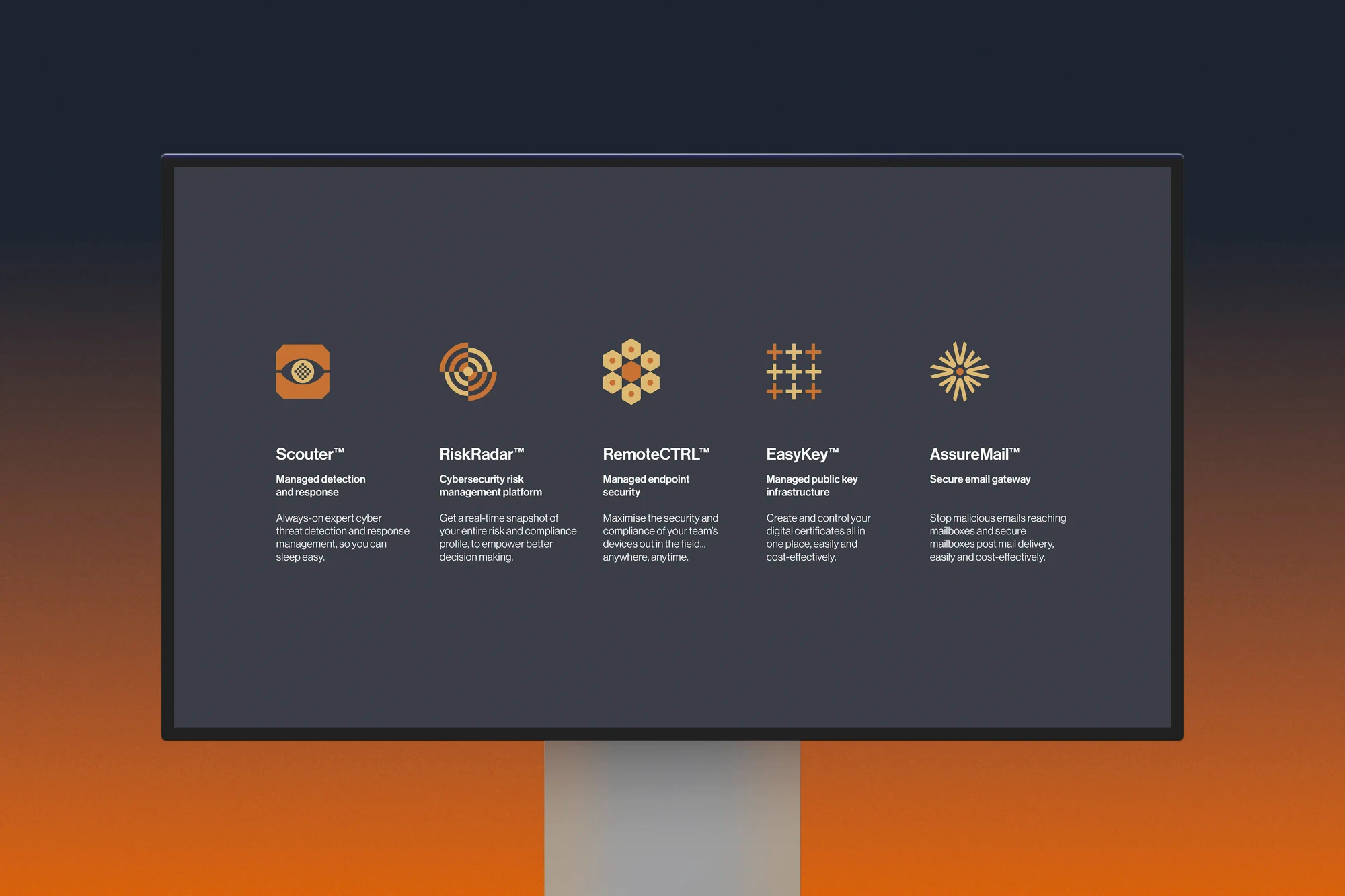 A computer screen displays triple-s' core product range