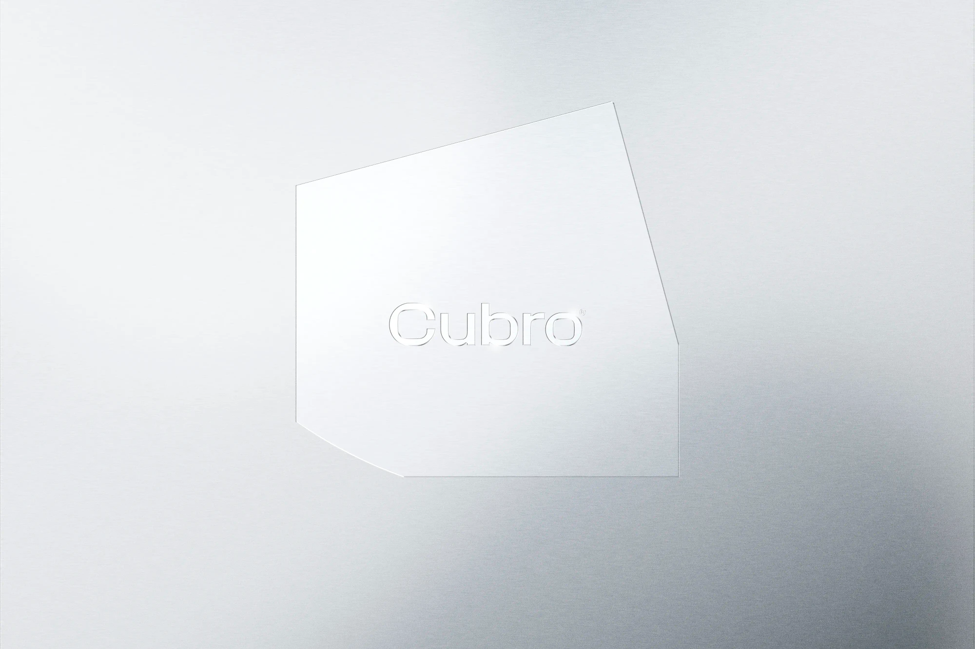 The cubro logo and intersection shape etched into stainless steel