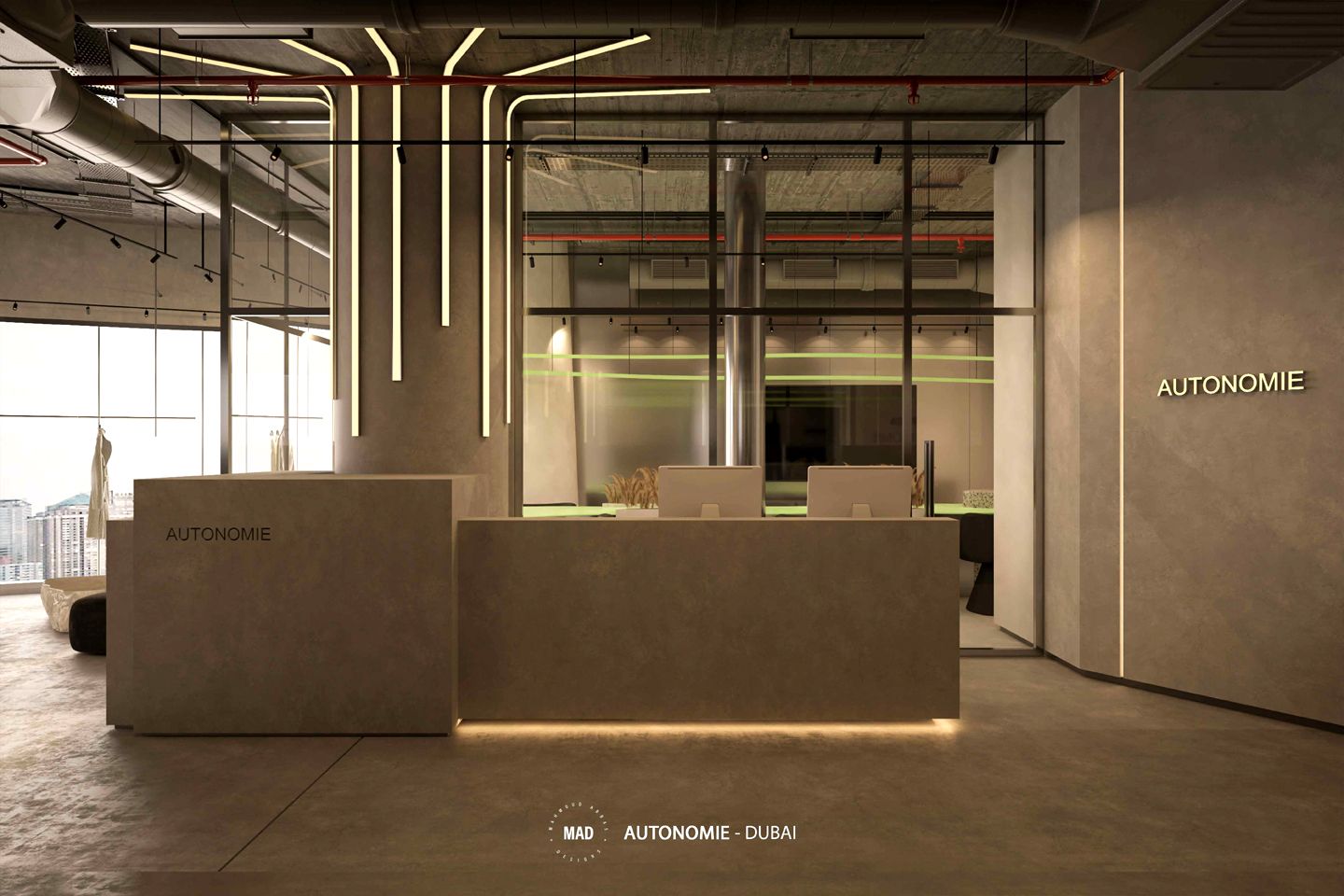 AUTONOMIE OFFICIAL - A Boutique Fashion Brand Experience - Business Bay - Dubai. Designed by MAD Studio (Egypt) and Project Managed and Built by NGS Interiors (Dubai)